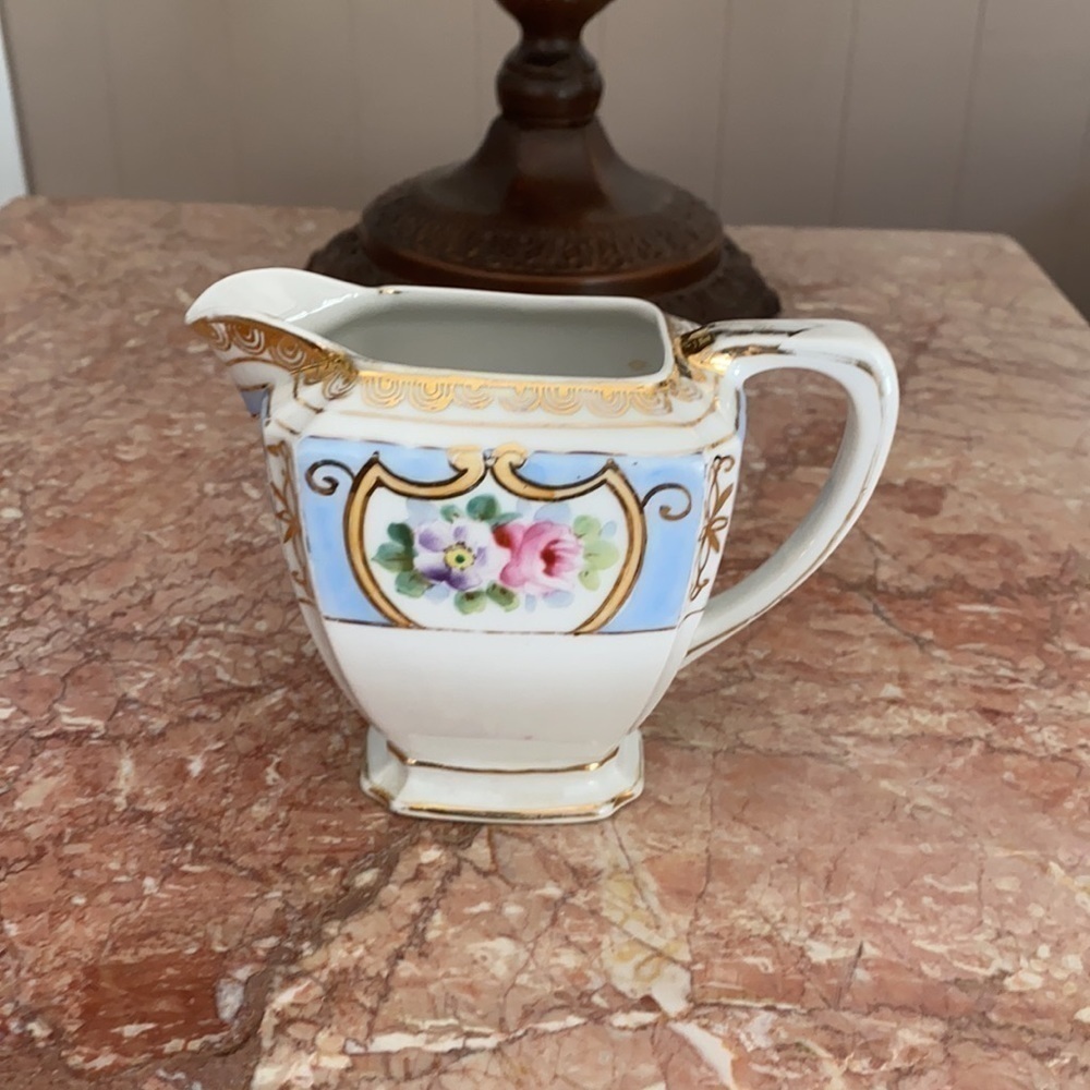Antique Nippon Creamer 1911–1921 | Hand-Painted Roses, Gold Trim, Rare Square